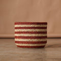 Burnt Orange Striped Palm Leaf Basket 14.5"