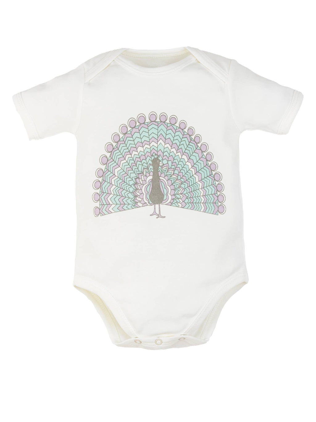 Organic Graphic Bodysuit, "Peacock"