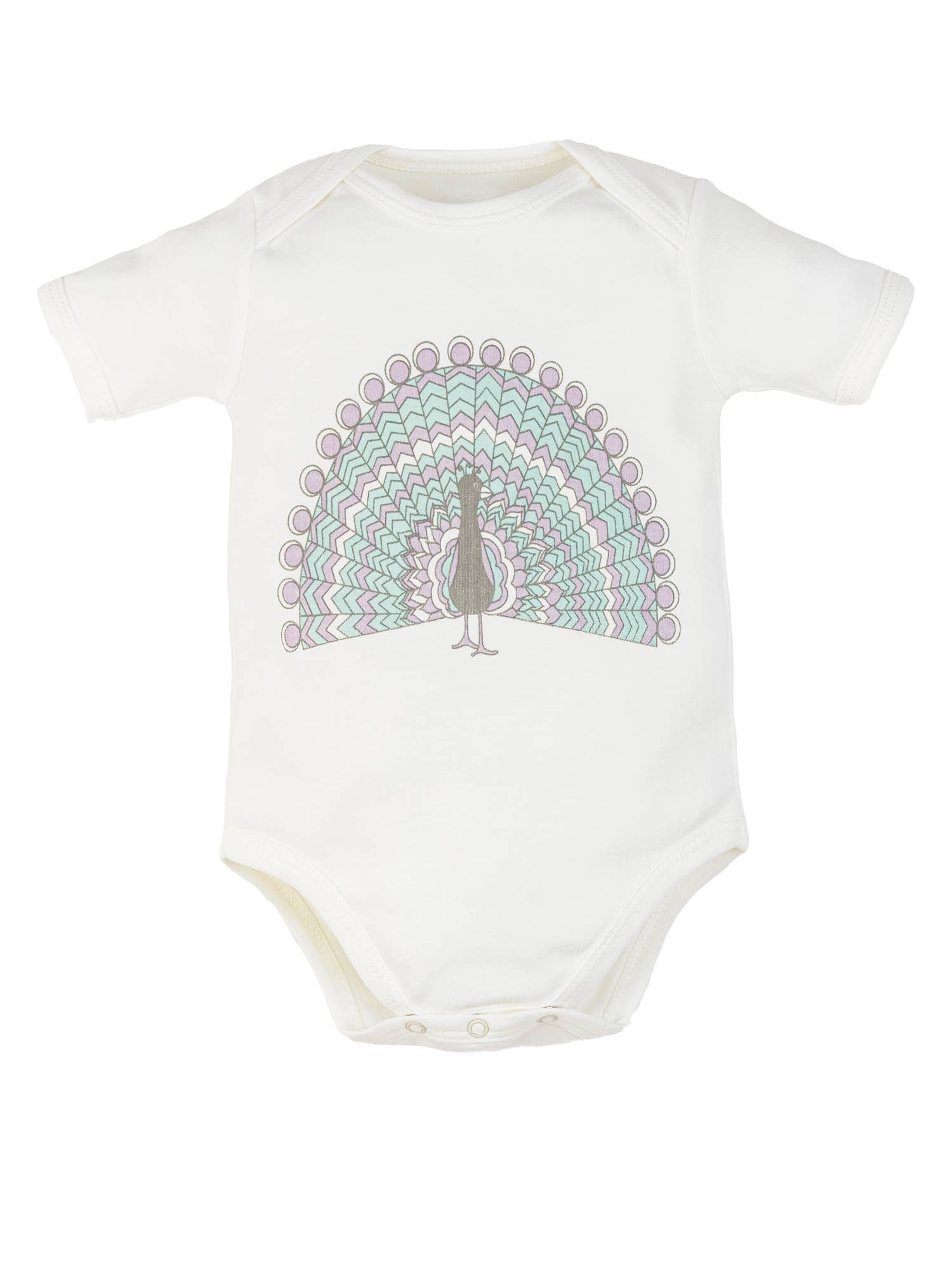 Organic Graphic Bodysuit, "Peacock"