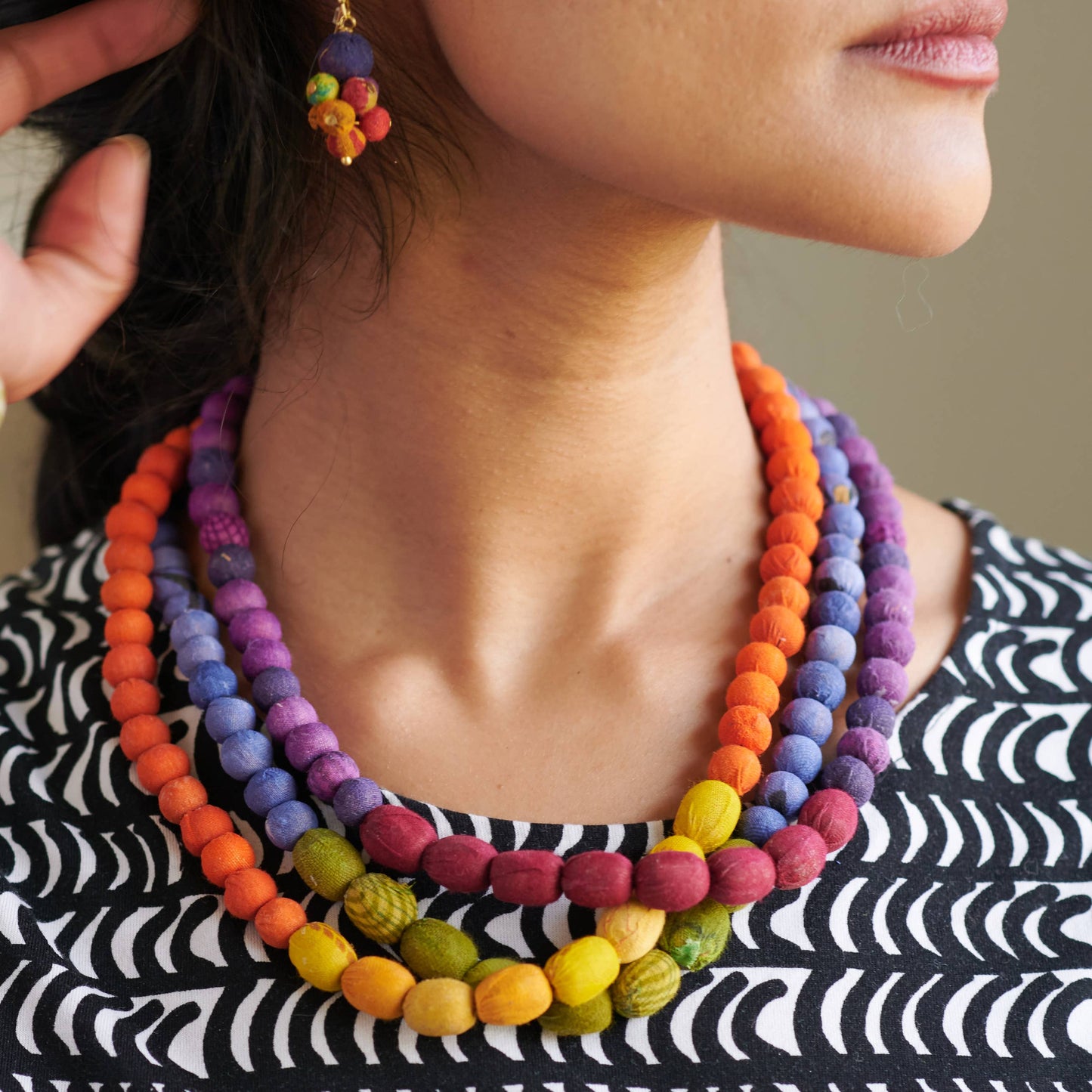 Kantha Couplet Necklace