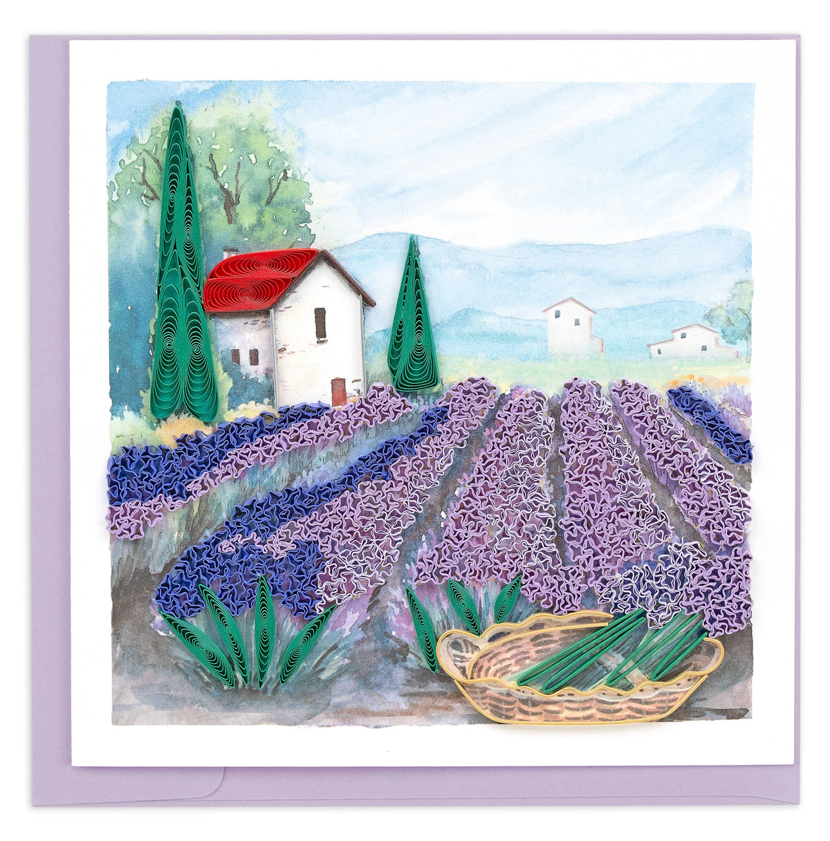 Quilled Greeting Card, "Lavender Fields"