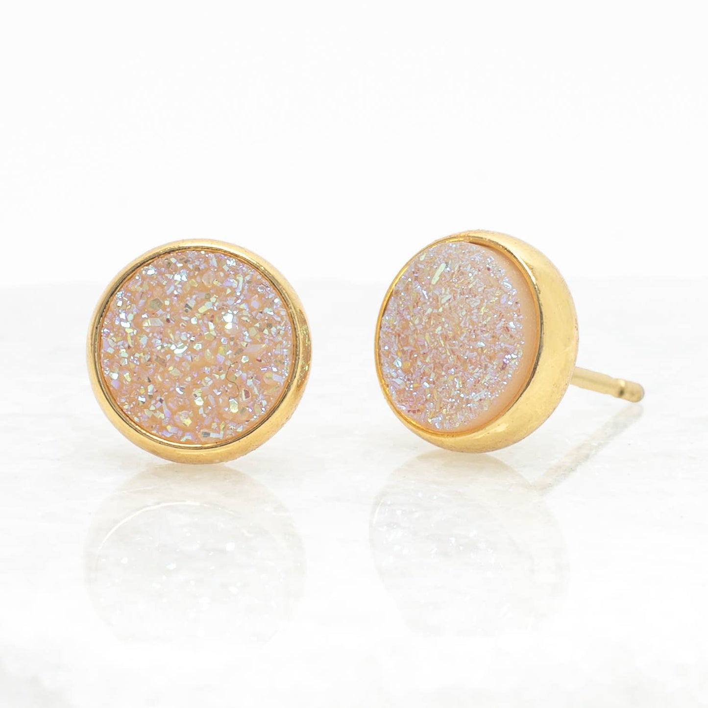 "Brittany" White Agate Stud Earrings