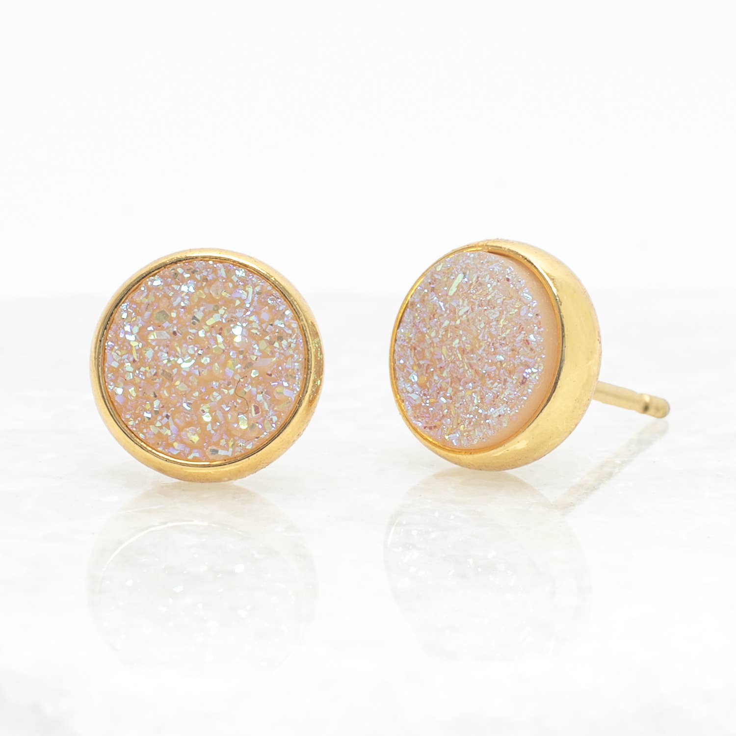 "Brittany" White Agate Stud Earrings