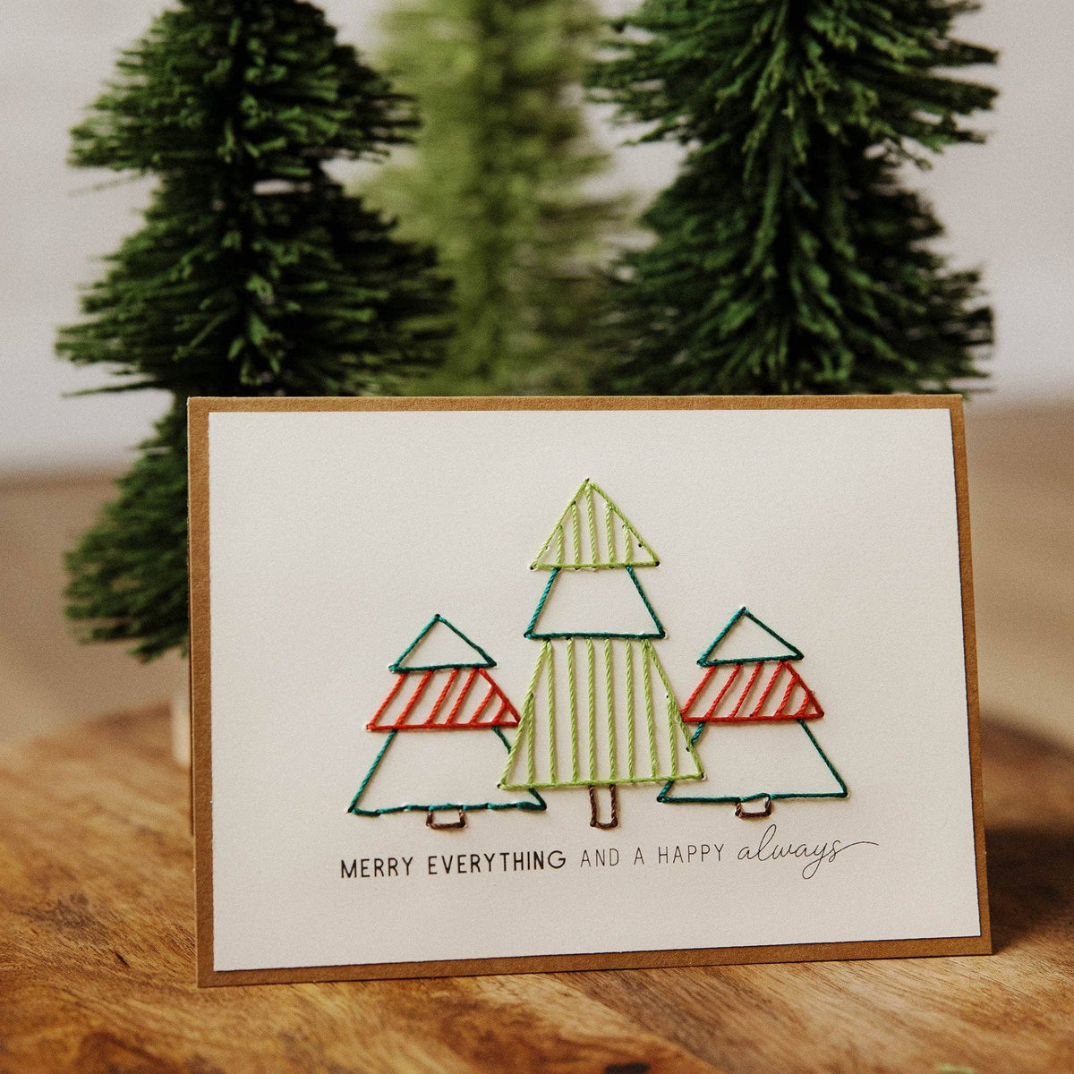 Merry Everything Hand Stitched Greeting Cards, Set of 4