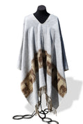 Brushed 100% Alpaca Poncho with Llamas