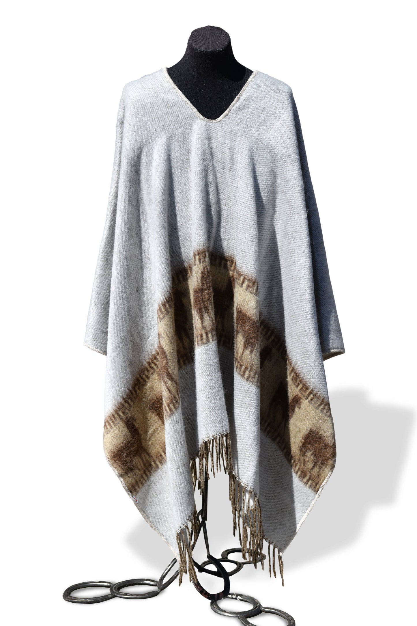Brushed 100% Alpaca Poncho with Llamas