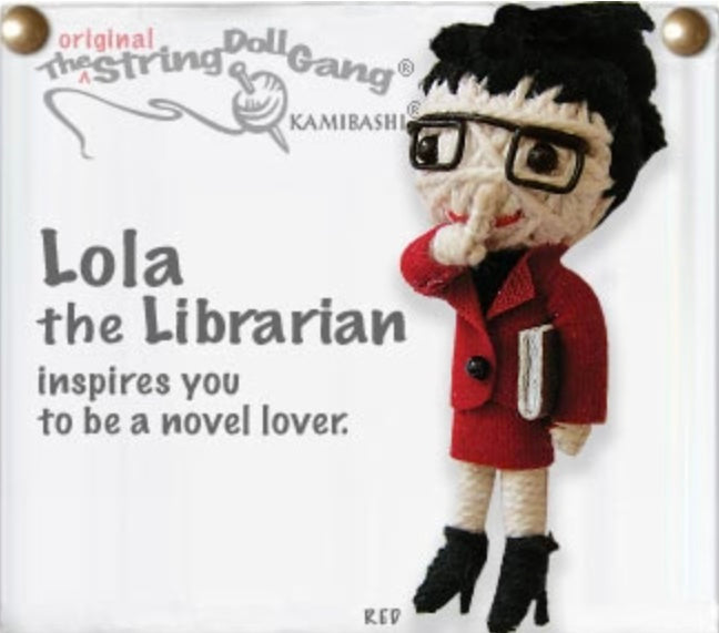 keychain String Doll, "Lola the Librarian"