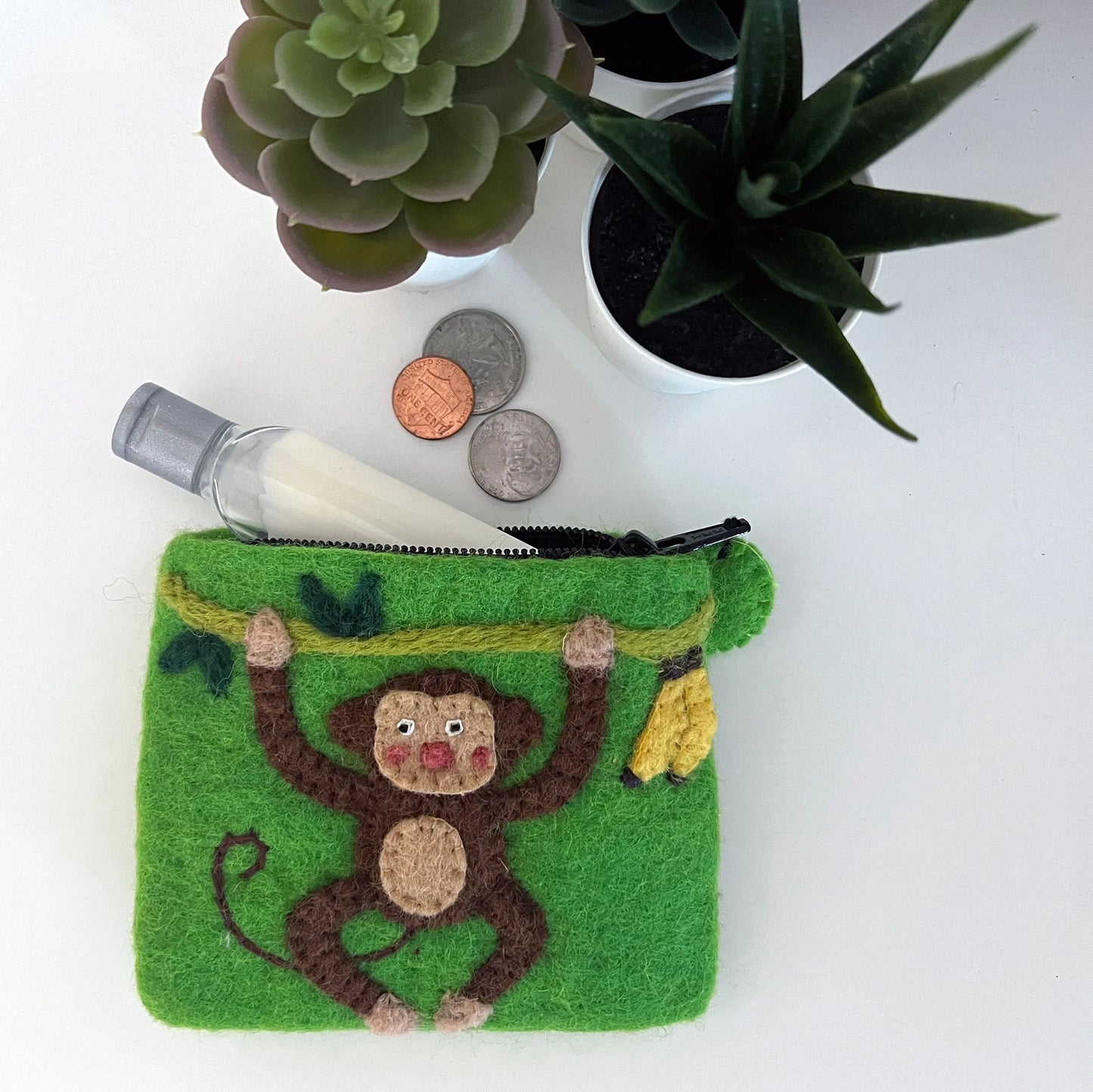 Monkey Felt Coin Purse