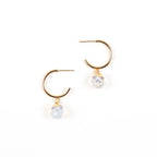 Earrings, Faceted Stone Hoop