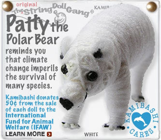 Keychain String Doll, "Patty the Poalr Bear"