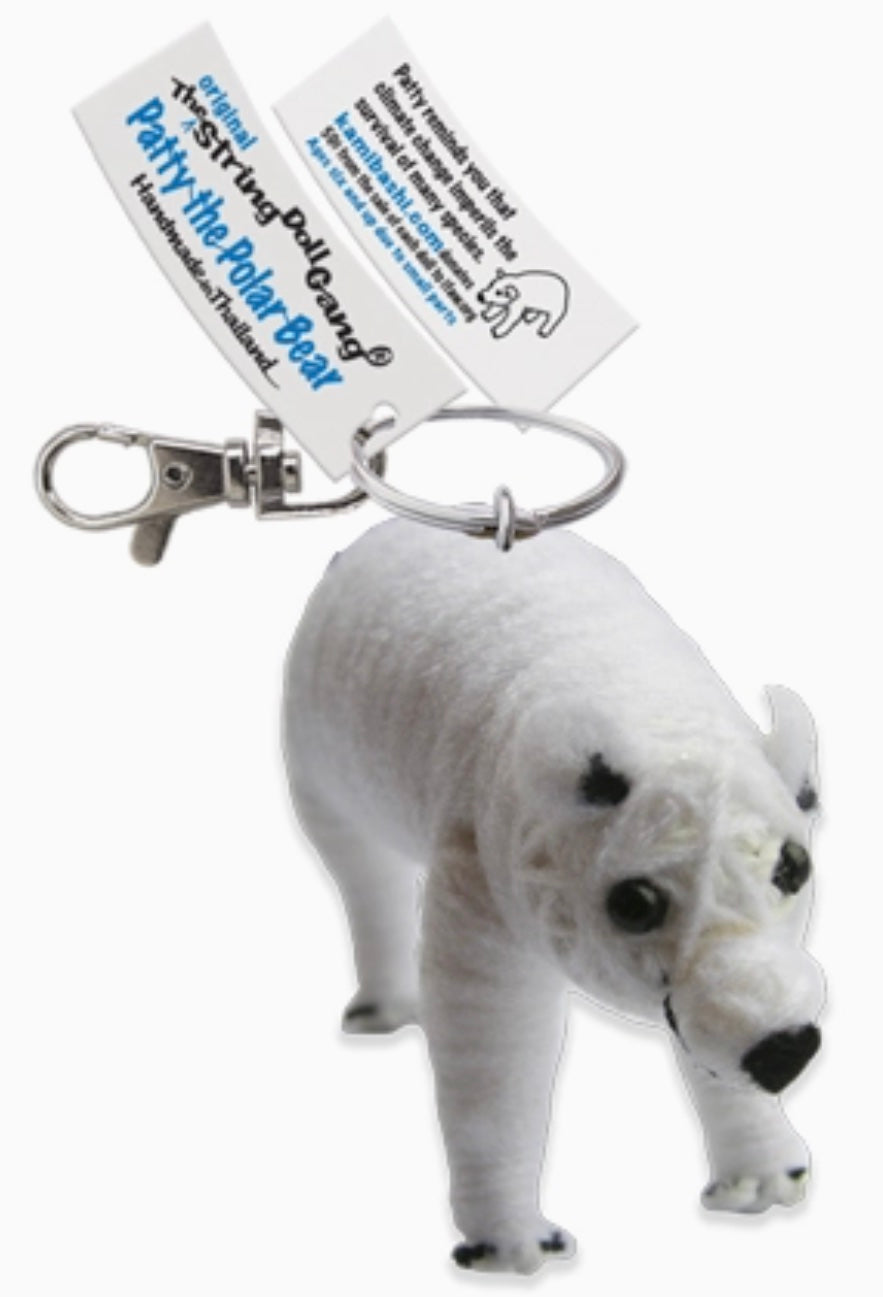 Keychain String Doll, "Patty the Polar Bear"