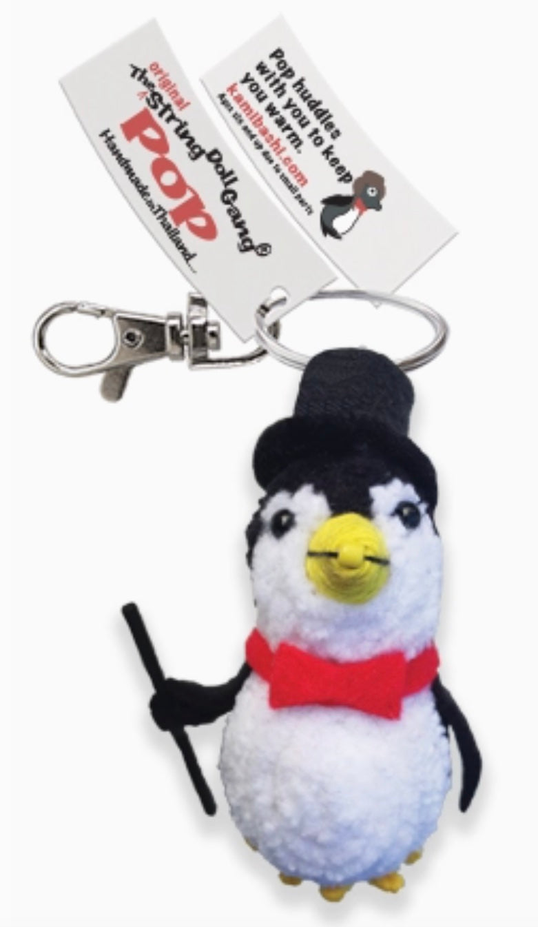Keychain String Doll, "Pop the Penguin"