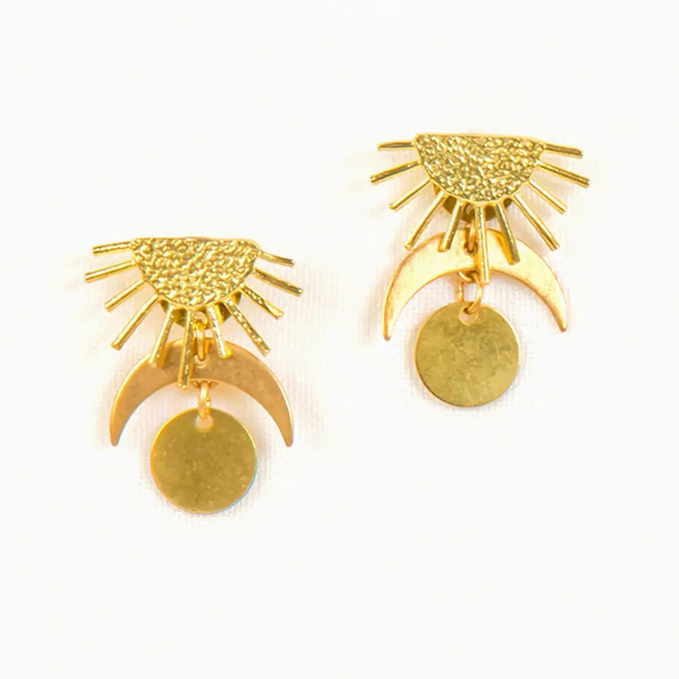 Earrings, Sun and Moon Post