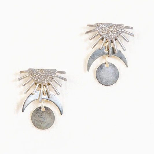 Earrings, Sun and Moon Post