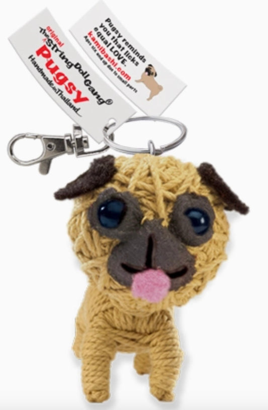 Keychain String Doll, "Pugsy the Pug"