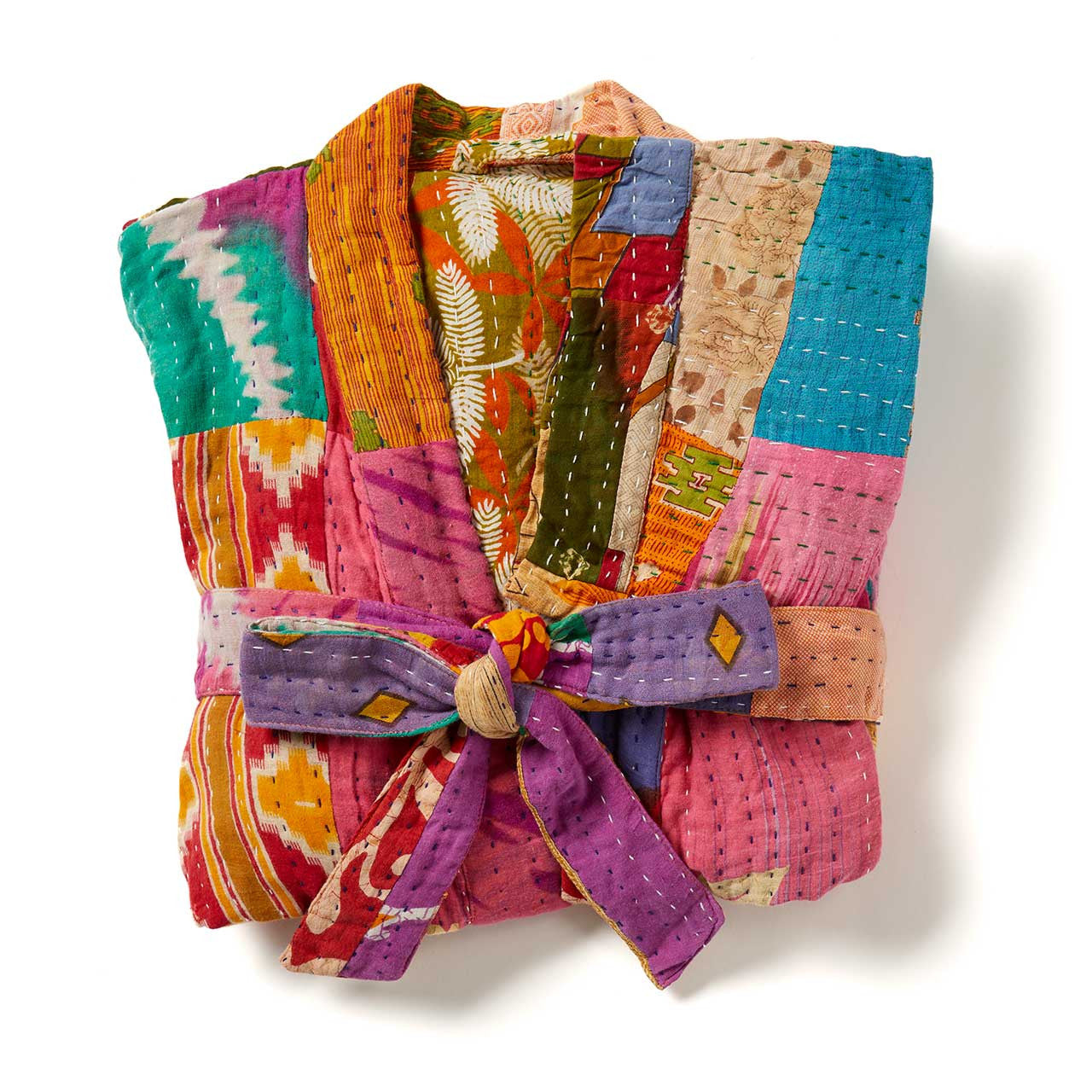 Upcycled Sari Patchwork Robe^