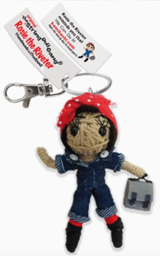 Keychain String Doll, "Rosie the Riveter"