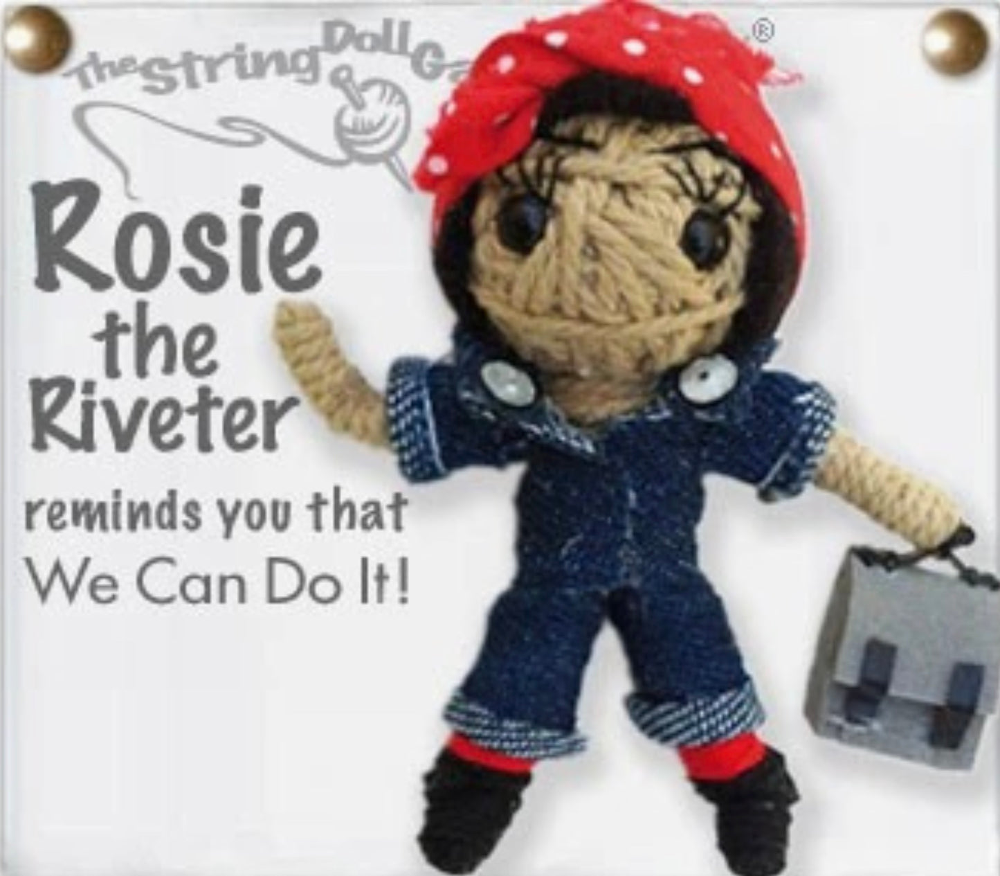 Keychain String Doll, "Rosie the Riveter"