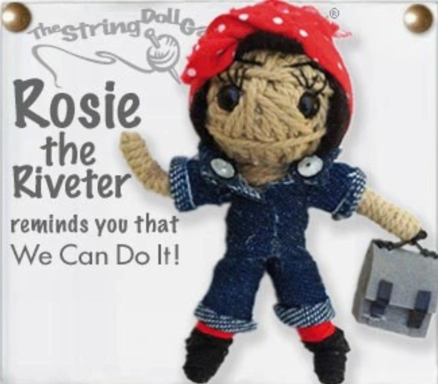 Keychain String Doll, "Rosie the Riveter"