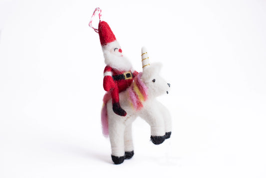 Wool Ornament, Santa Unicorn