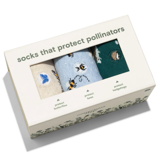 Socks that Protect Pollinators Boxed Set of 3, Medium