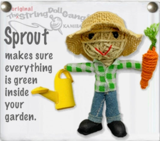 Keychain String Doll, "Sprout the Gardener (Boy)"
