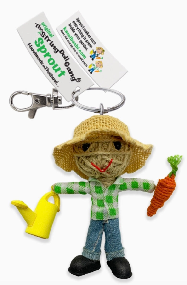 Keychain String Doll, "Sprout the Gardener (Boy)"