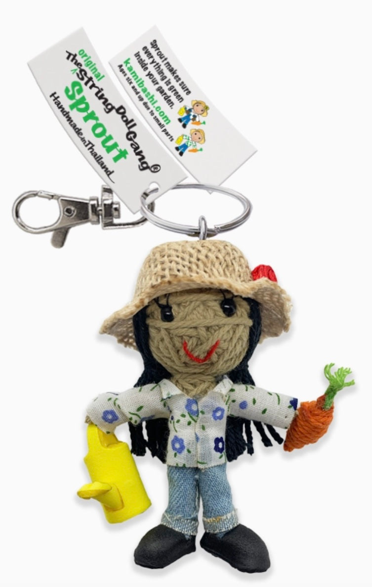 Keychain String Doll, "Sprout the Gardener (Girl)"