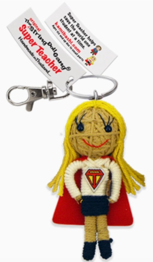 Keychain String Doll, "Super Teacher (Girl)"