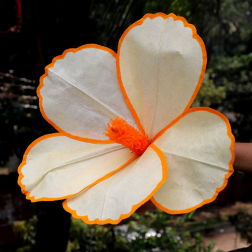 Silk Paper Hibiscus Flower - Yellow