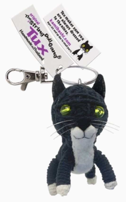 Keychain String Doll, "Tux the Tuxedo Cat"