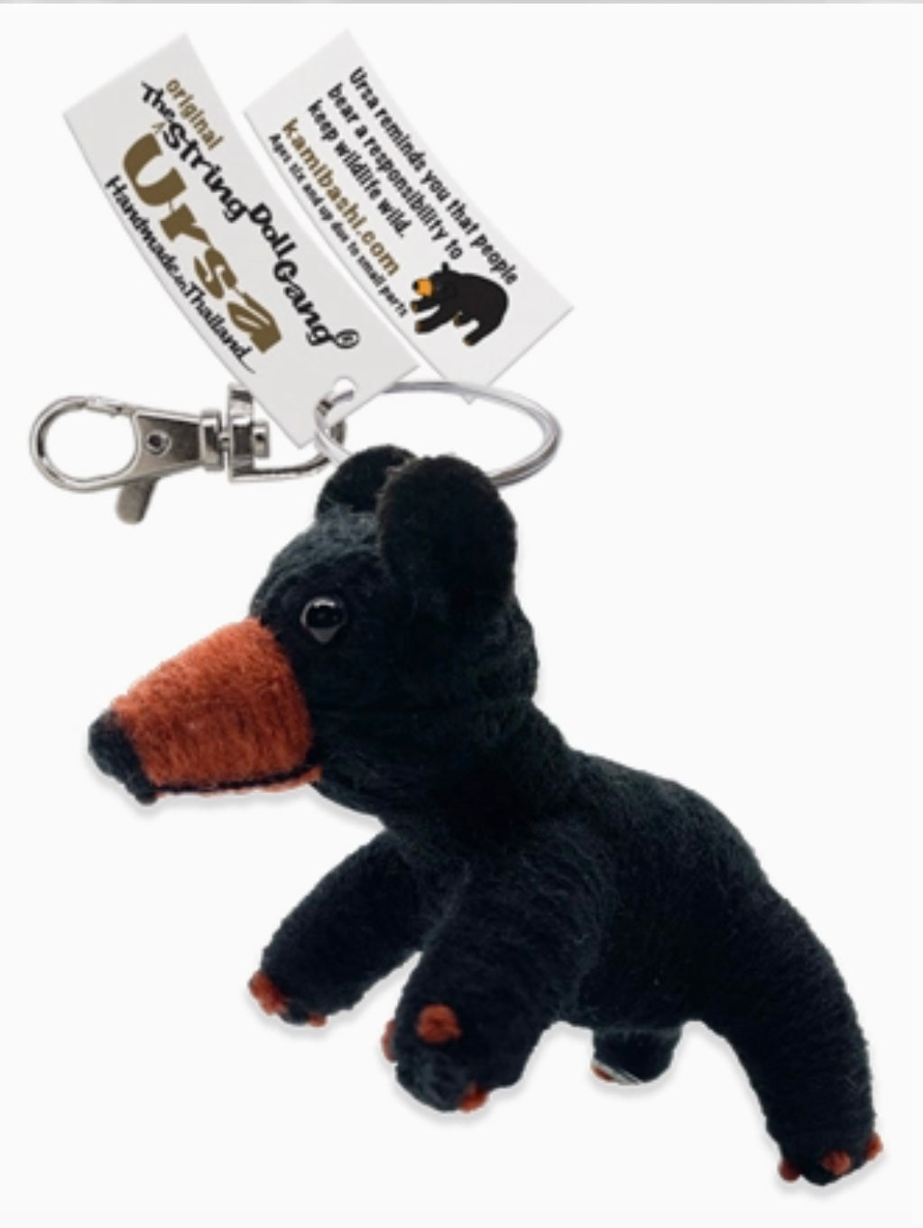 Keychain String Doll, "Ursa the Black Bear"