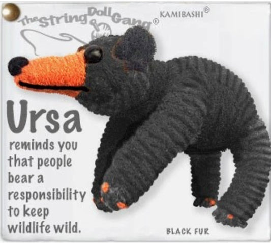 Keychain String Doll, "Ursa the Black Bear"