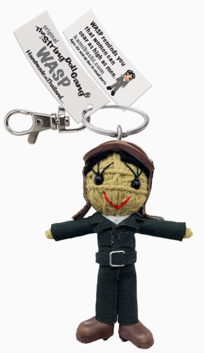Keychain String Doll, "WASP" Woman Pilot