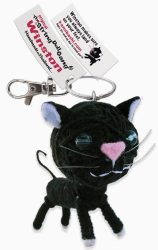 Keychain String Doll, "Winston the Cat"