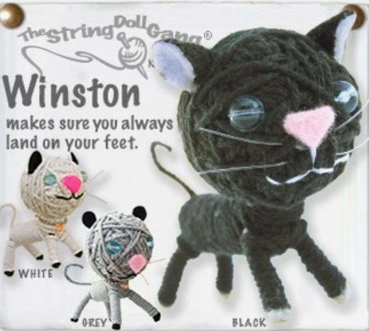 Keychain String Doll, "Winston the Cat"