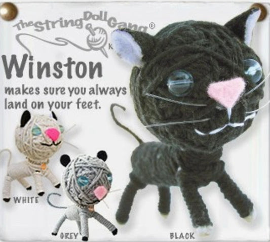 Keychain String Doll, "Winston the Cat"